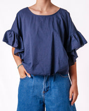 Top Blusa Maniche Volant Donna  -  12028UP
