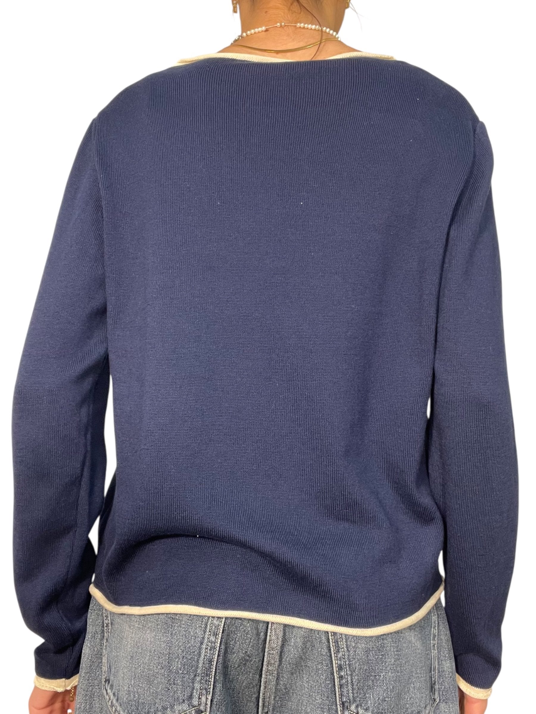 Maglia girocollo con orlo a contrasto e maniche lunghe Donna  -  82645KA