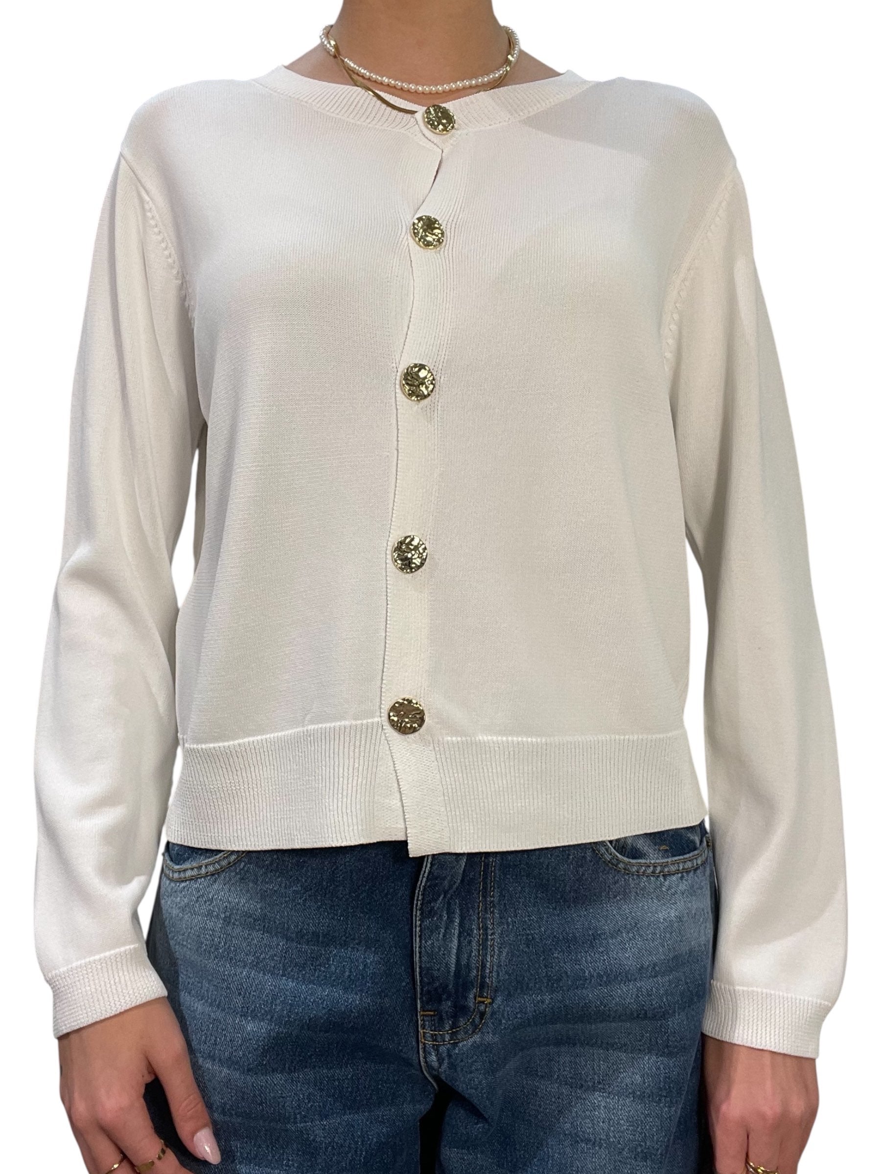 Cardigan girocollo con bottoni dorati Donna  -  12387KA