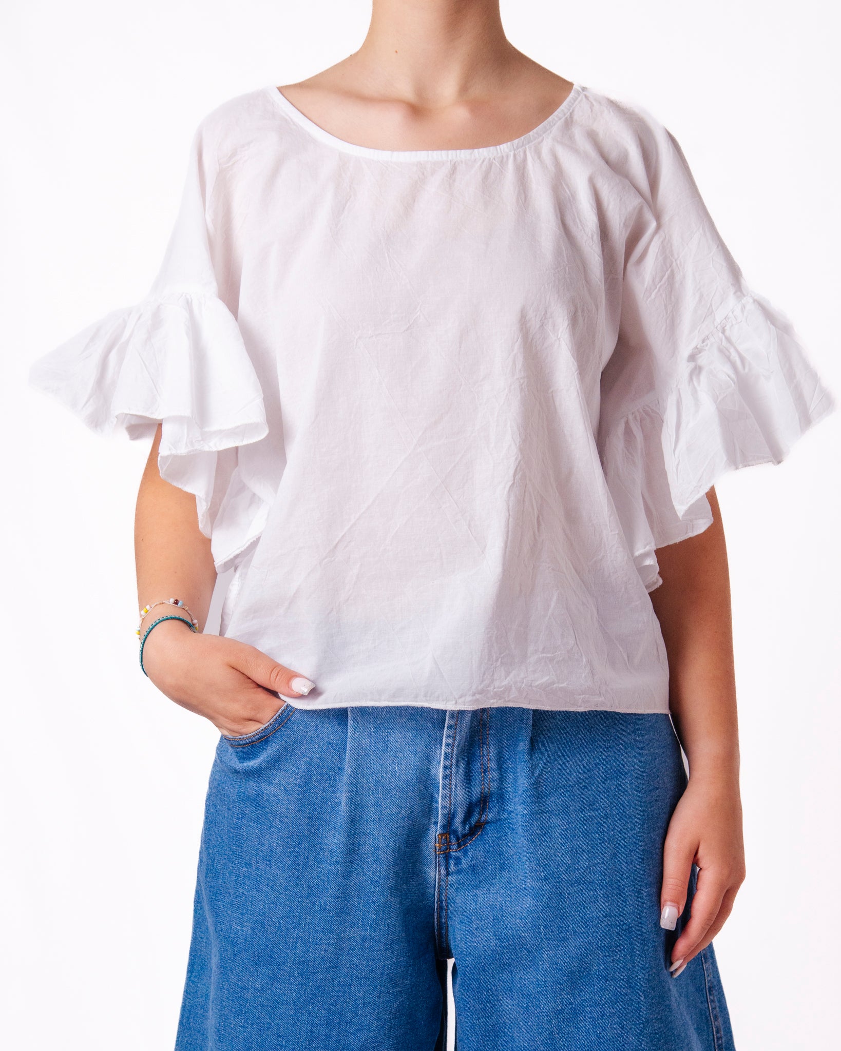 Top Blusa Maniche Volant Donna  -  12028UP