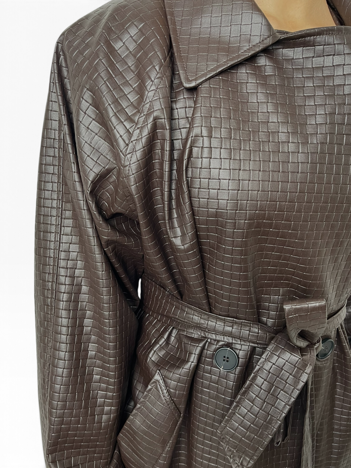 Trench lungo in ecopelle intrecciata Donna  -  5997LU