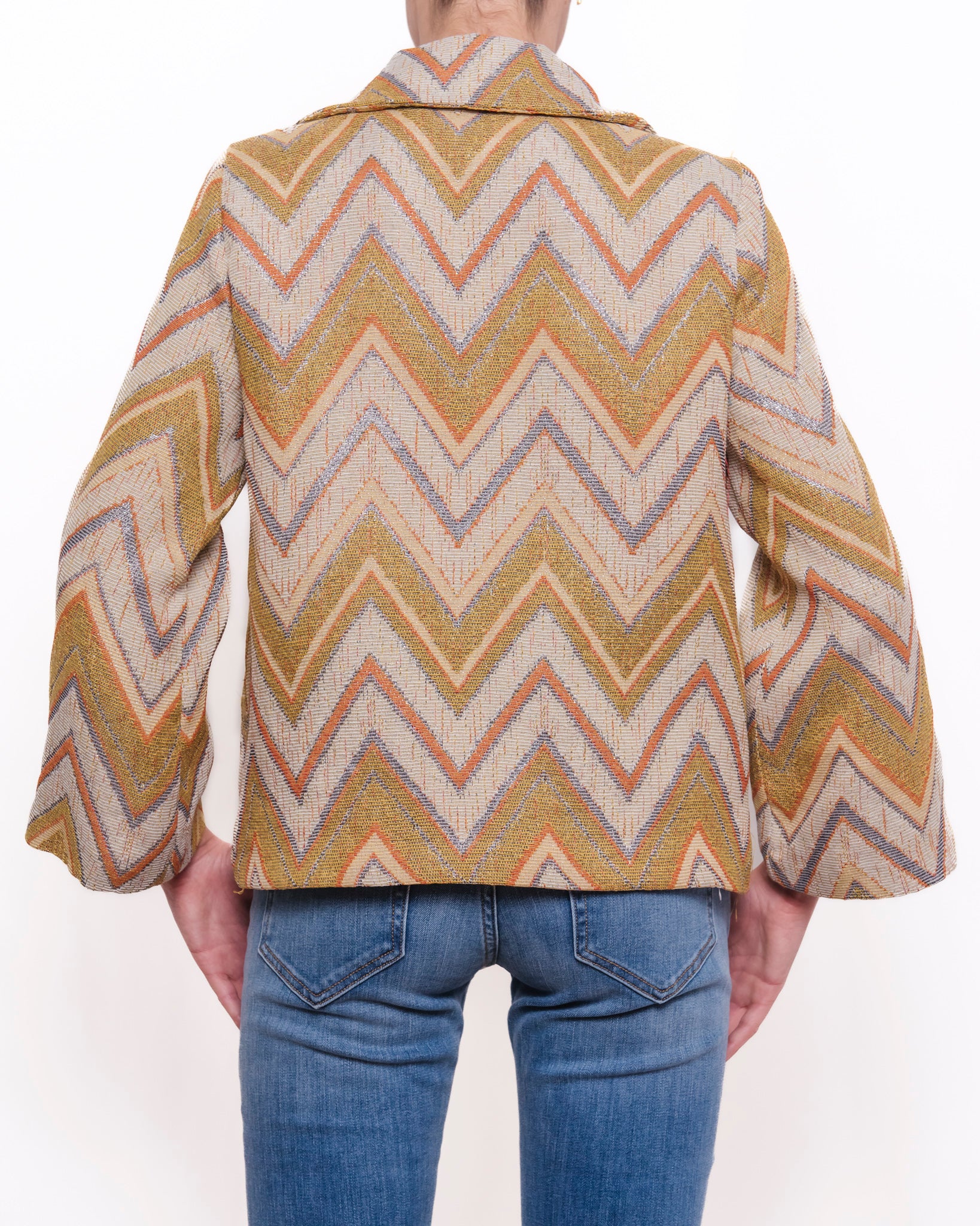Giacca monopetto fantasia a zigzag con maniche a campana Donna  -  178918V