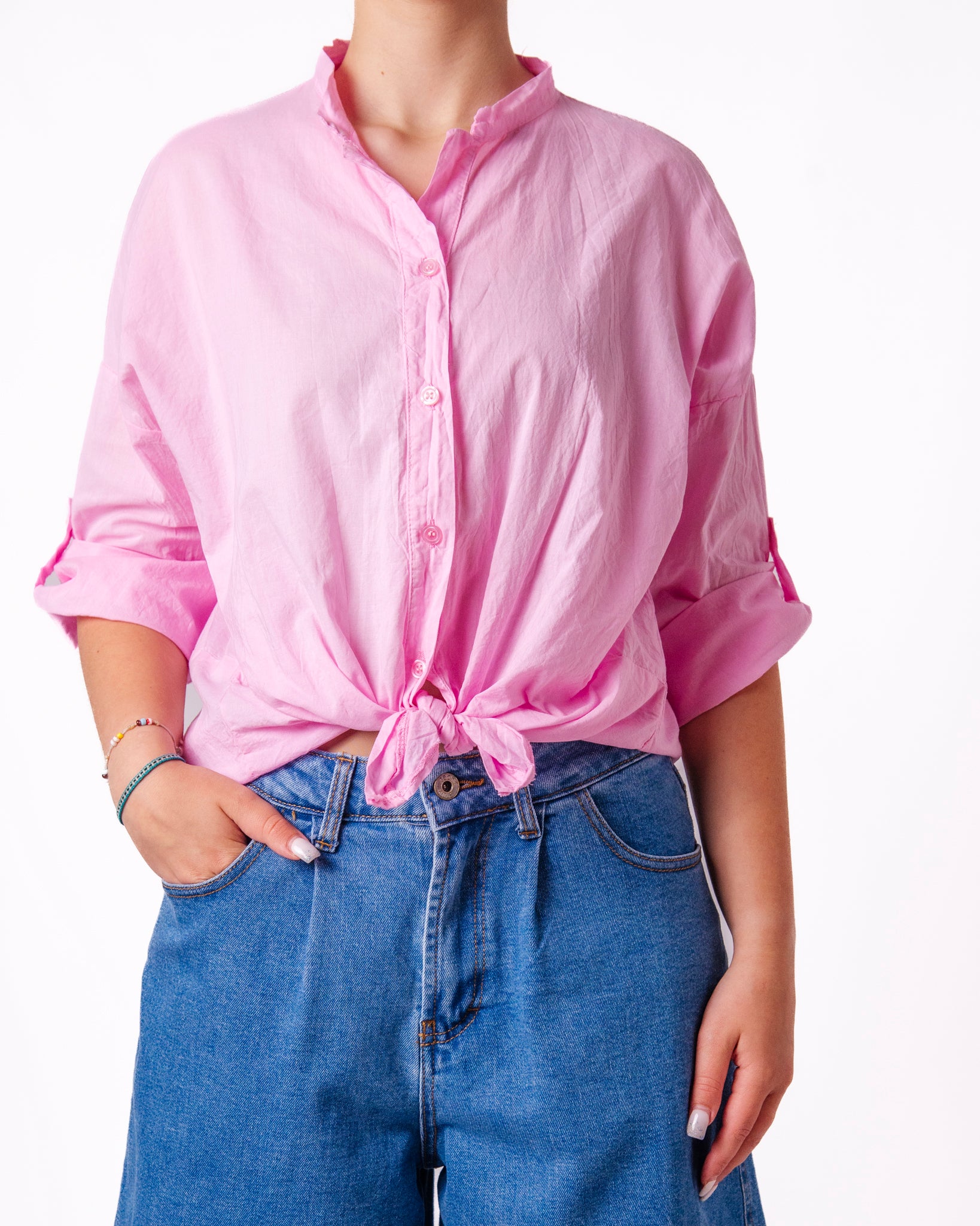 Blusa con Collo con Volant e Nodo in Vita Donna  -  1032UP