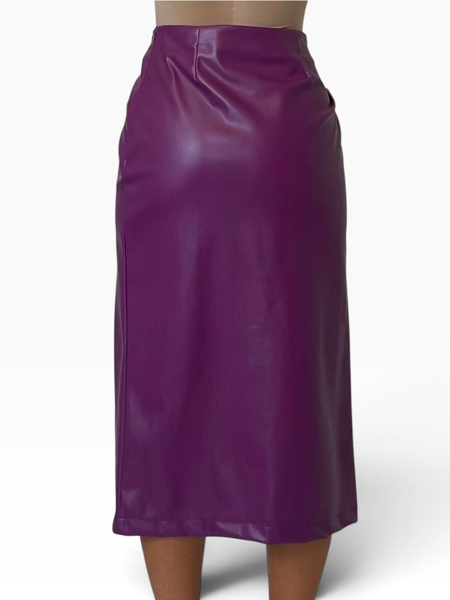 Gonna midi effetto pelle drappeggiata Donna  -  234CI