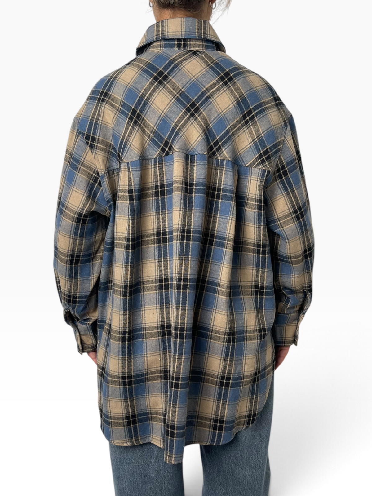 Camicia scozzese oversize con taschino Donna  -  76095X
