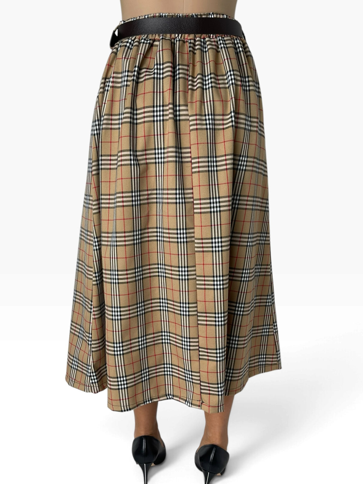 Gonna midi quadri con pieghe Donna  -  2719X