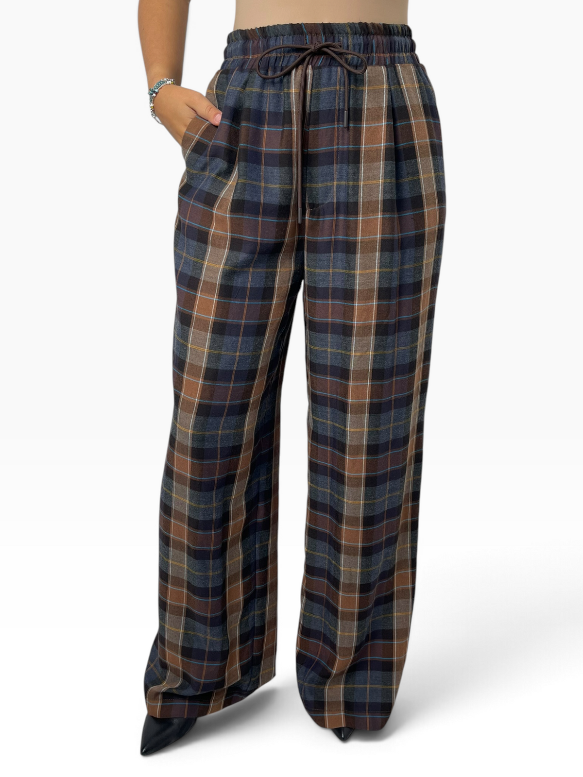 Pantalone morbido a quadri con coulisse Donna  -  TAC1015