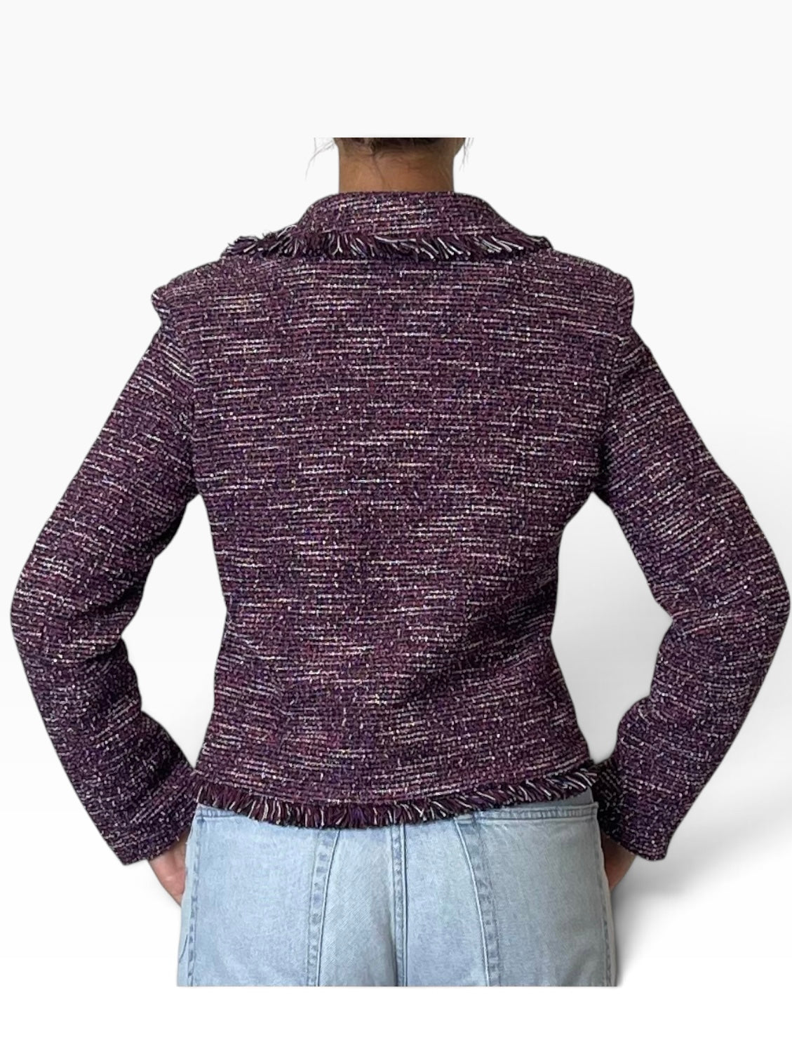 Giacca tweed corta bordi sfrangiati Donna  -  8065CI