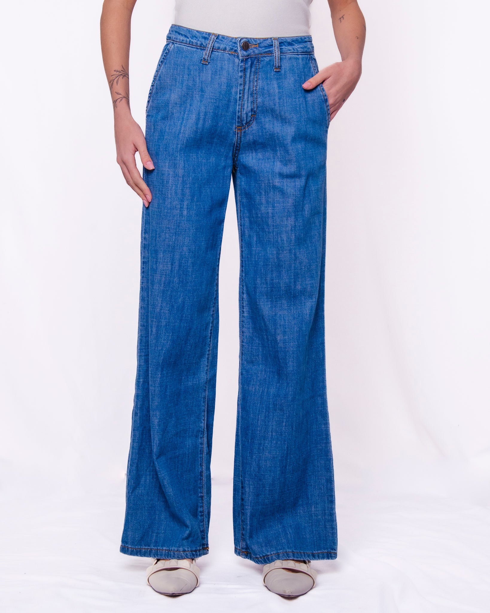 Jeans wide leg denim leggero vita alta Donna  -  2483KA
