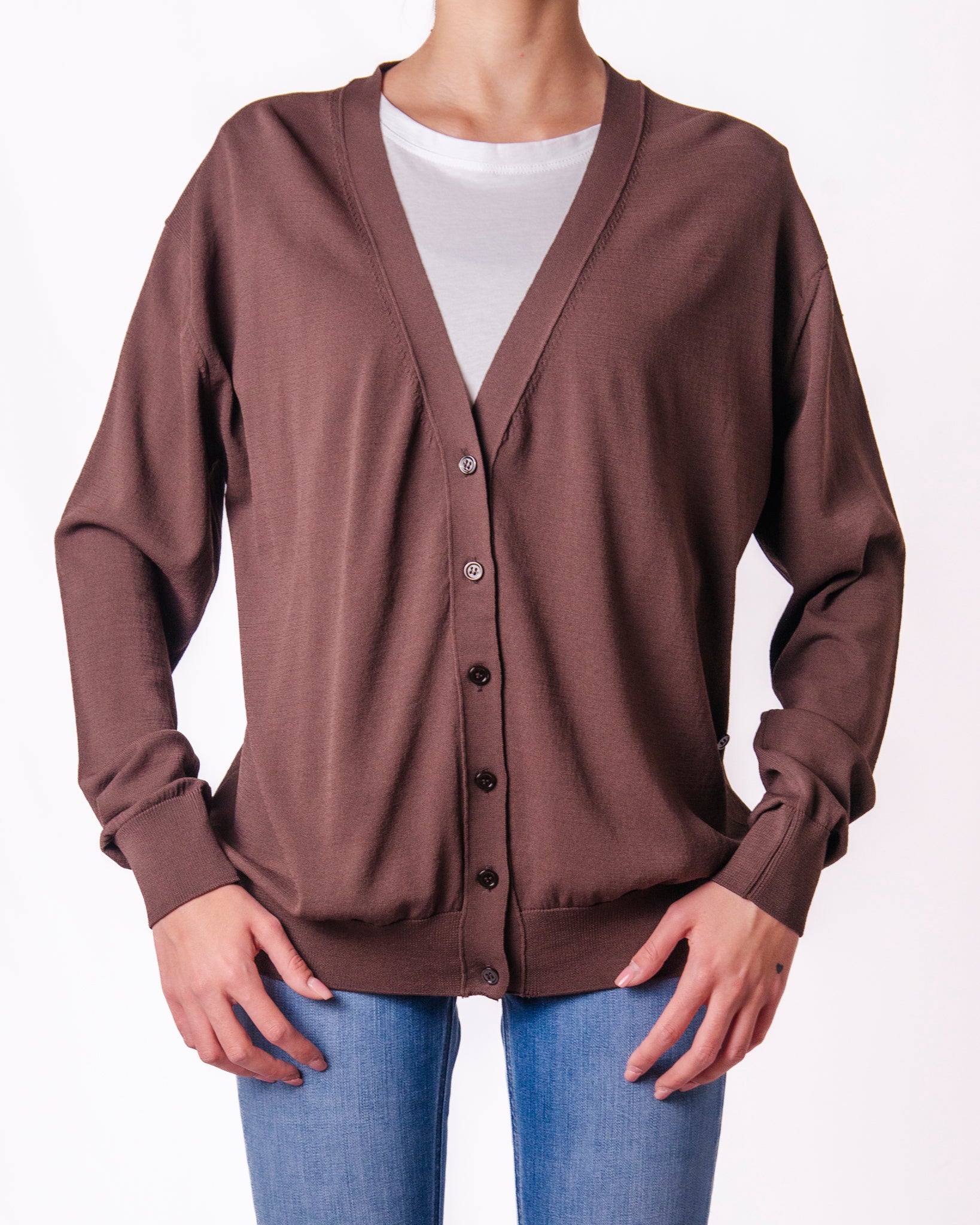 Cardigan Wrap a Scollo V con Drappeggio e Bottoni Donna  -  2AB2074