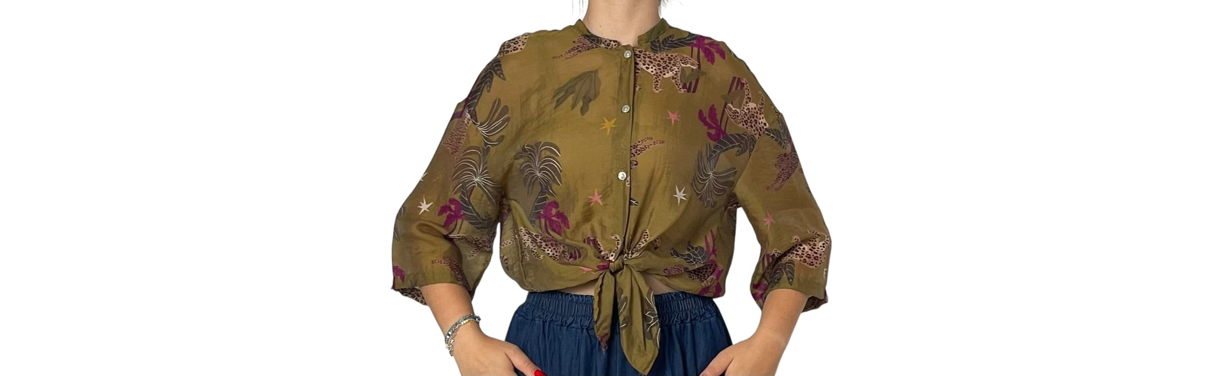 Camicia a Fantasia con Maniche a Tre Quarti Donna  -  2955R