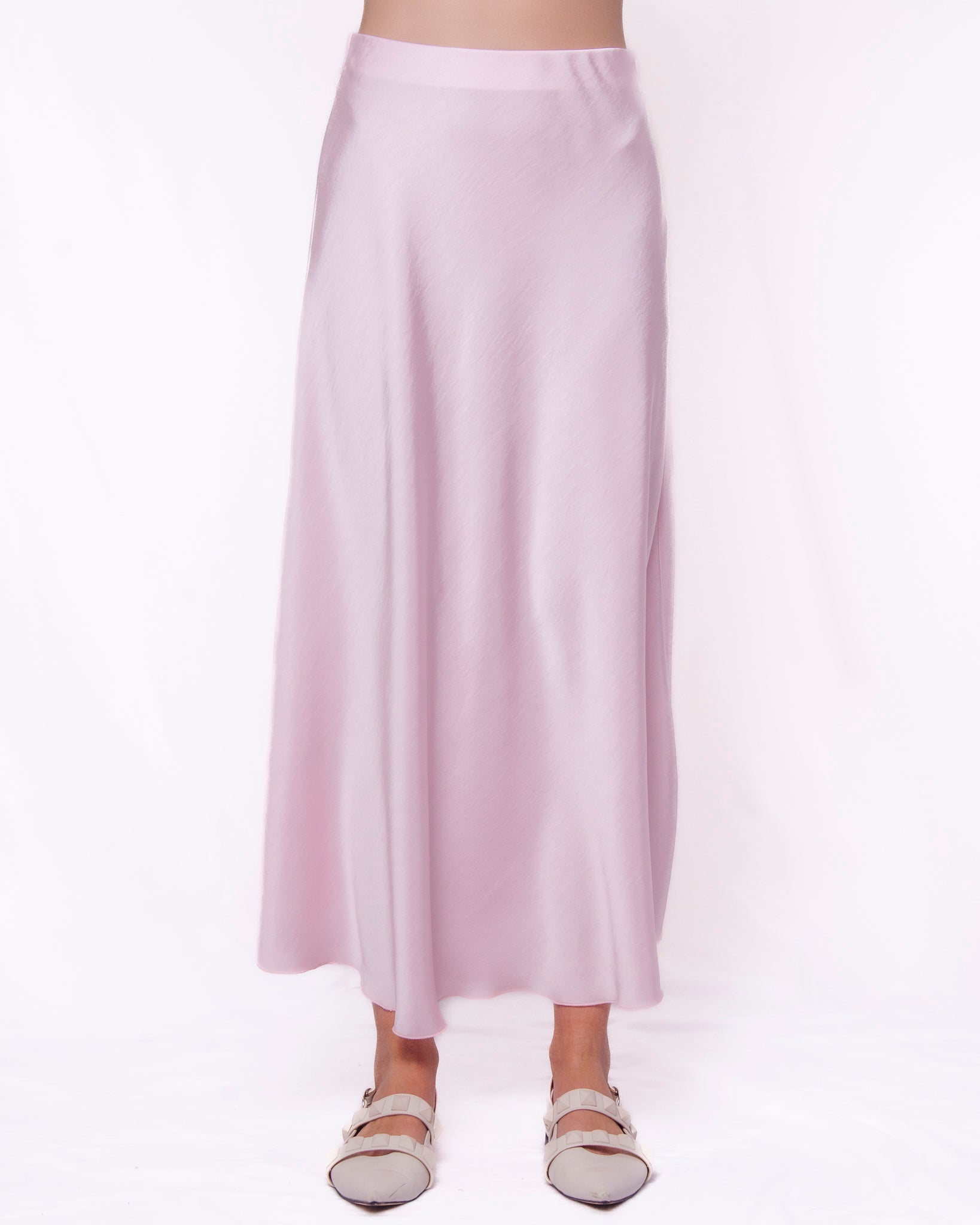 Gonna lunga effetto raso svasata elastico in vita Donna  -  853836EC