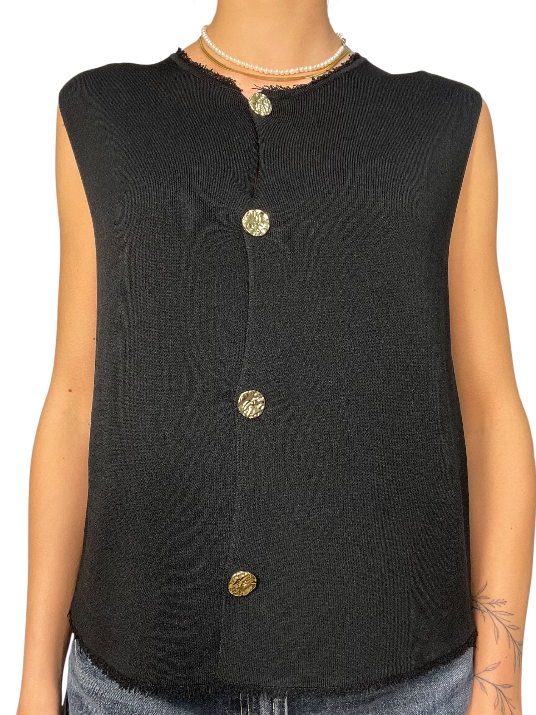 Gilet senza maniche con bottoni dorati Donna  -  12392KA