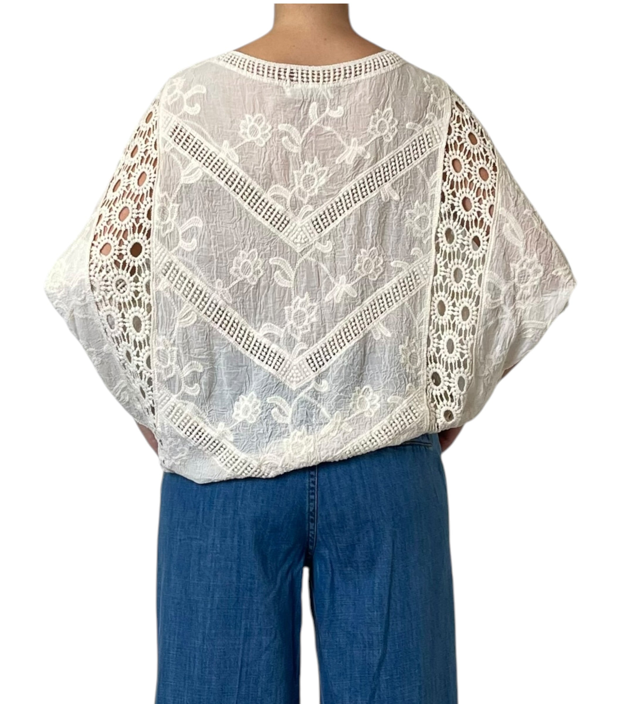 Maglia Ampia in Sangallo Ricamato Donna  -  48011F