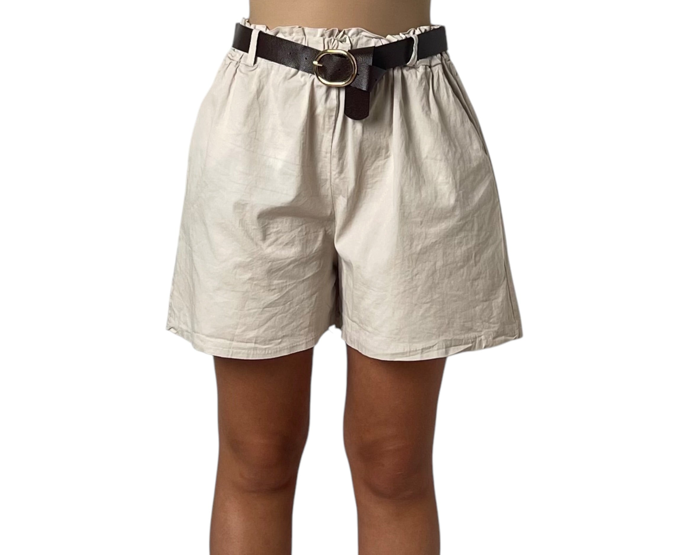 Shorts a Vita Alta Paperbag in Lino Donna  -  33175X