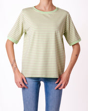 T-shirt a Righe con Manica a Risvolto Donna  -  50609V