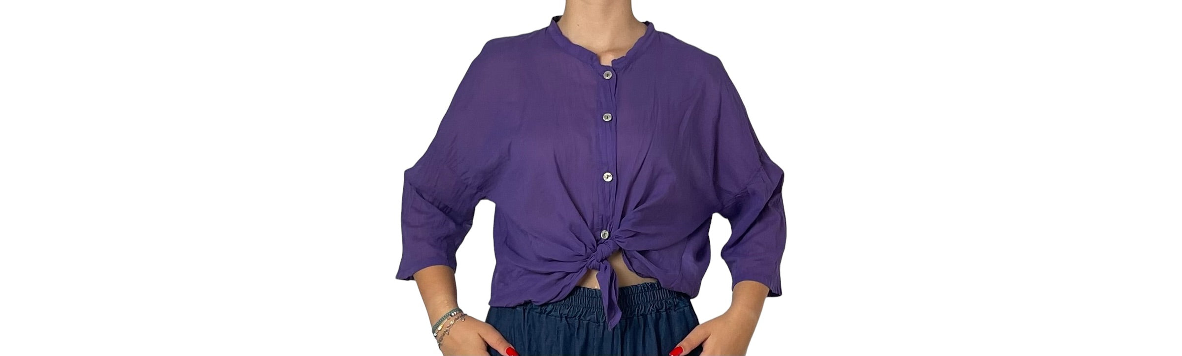 Blusa Ampia con Nodo Frontale Donna  -  81099V