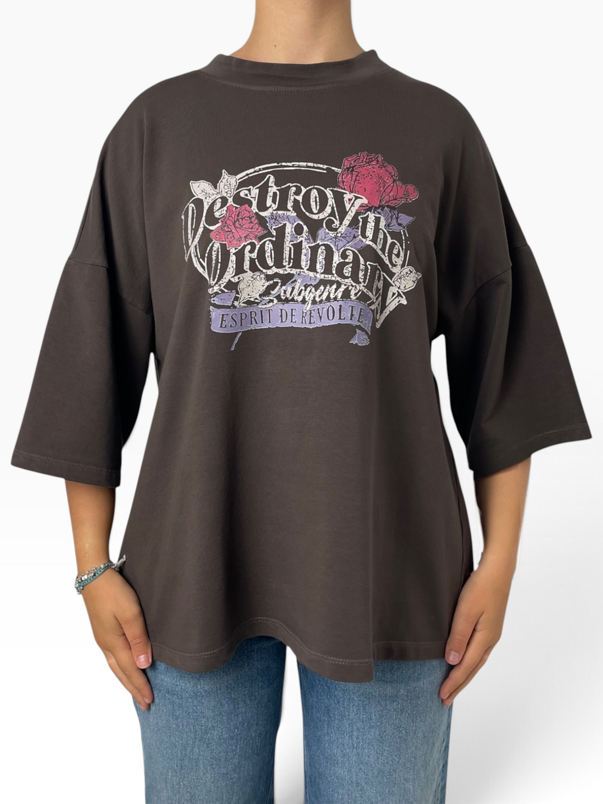 T-shirt oversize con grafica floreale Donna  -  277M