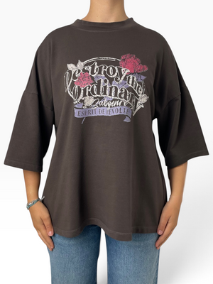 T-shirt oversize con grafica floreale Donna  -  277M