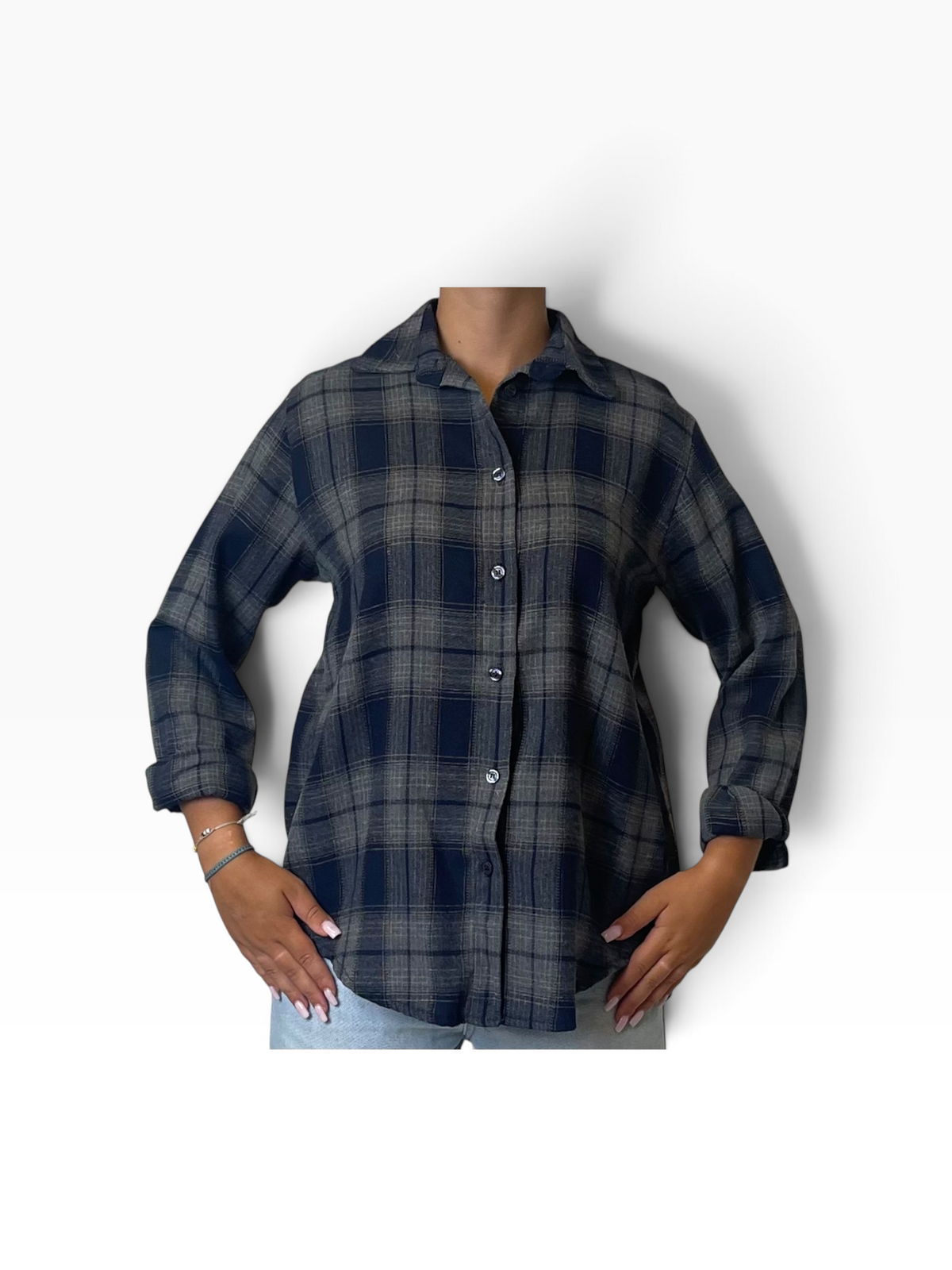 Camicia flanella quadri fondo arrotondato Donna  -  A35KA