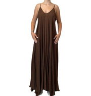 Abito Lungo Scollo V in Lino Donna  -  606