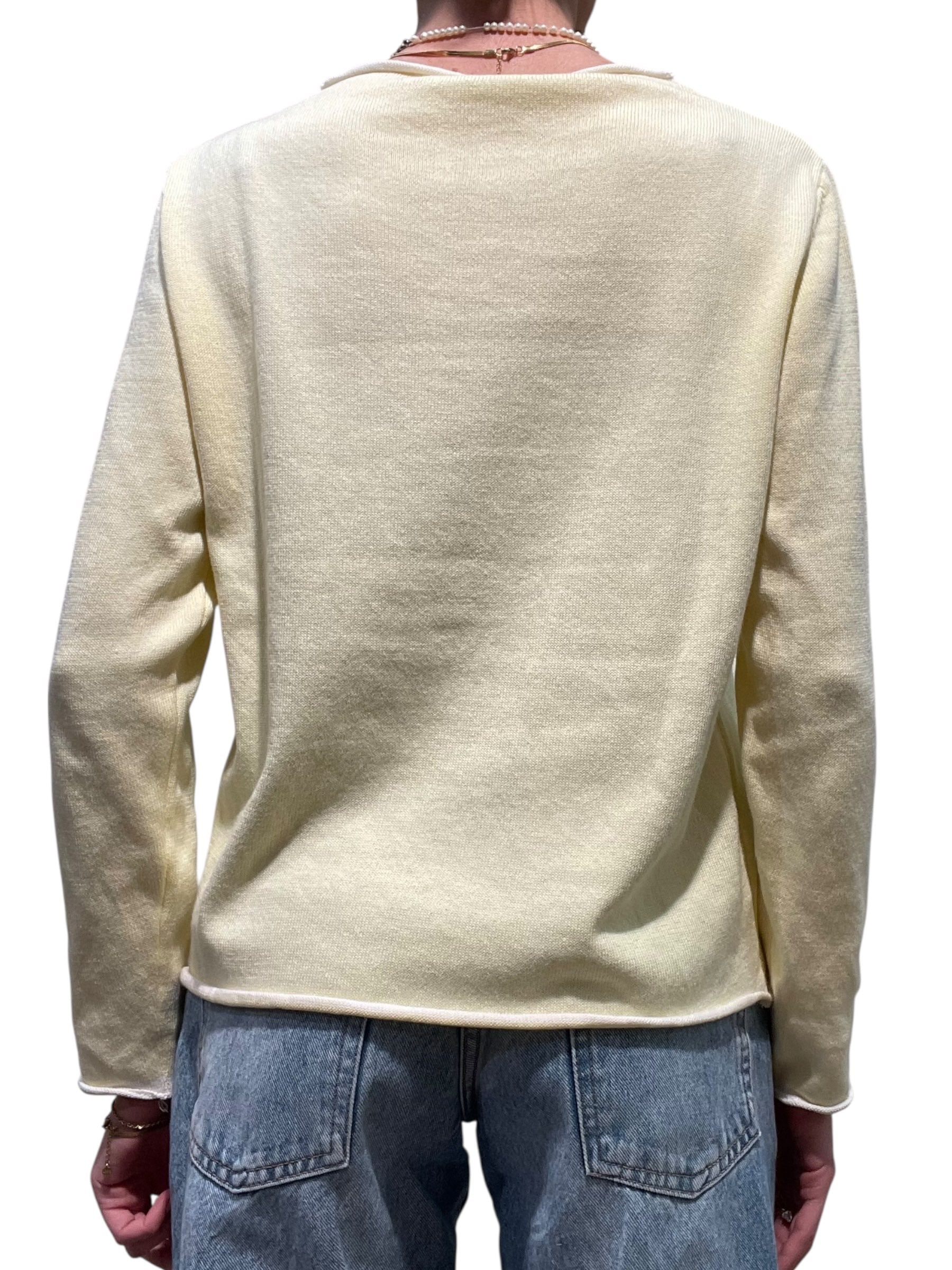 Maglia girocollo con orlo a contrasto e maniche lunghe Donna  -  82645KA