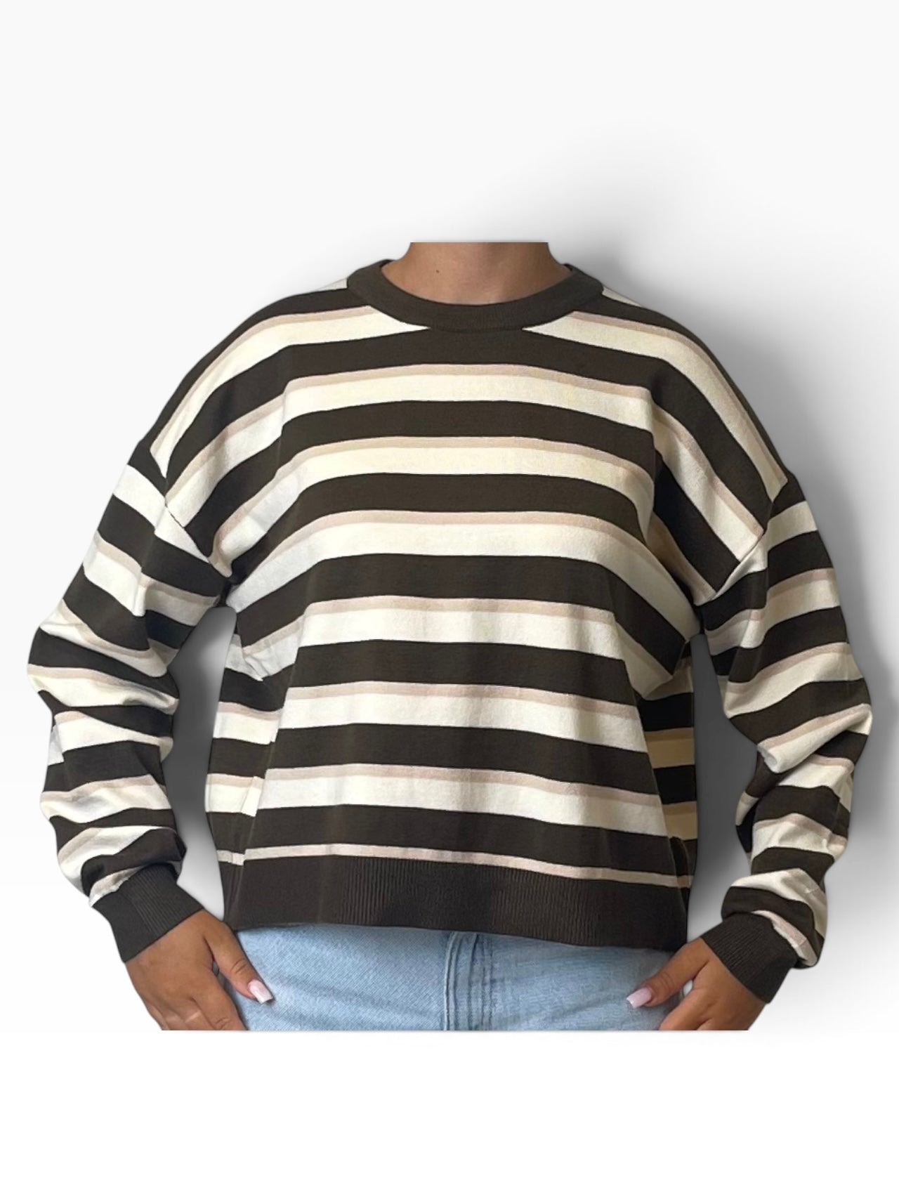 Maglia righe orizzontali girocollo oversize Donna  -  1470KA