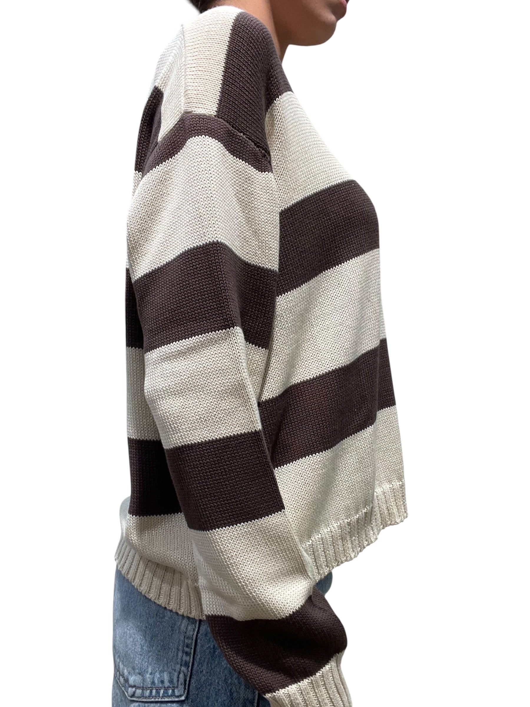 Maglione girocollo a righe larghe Donna  -  C212KA