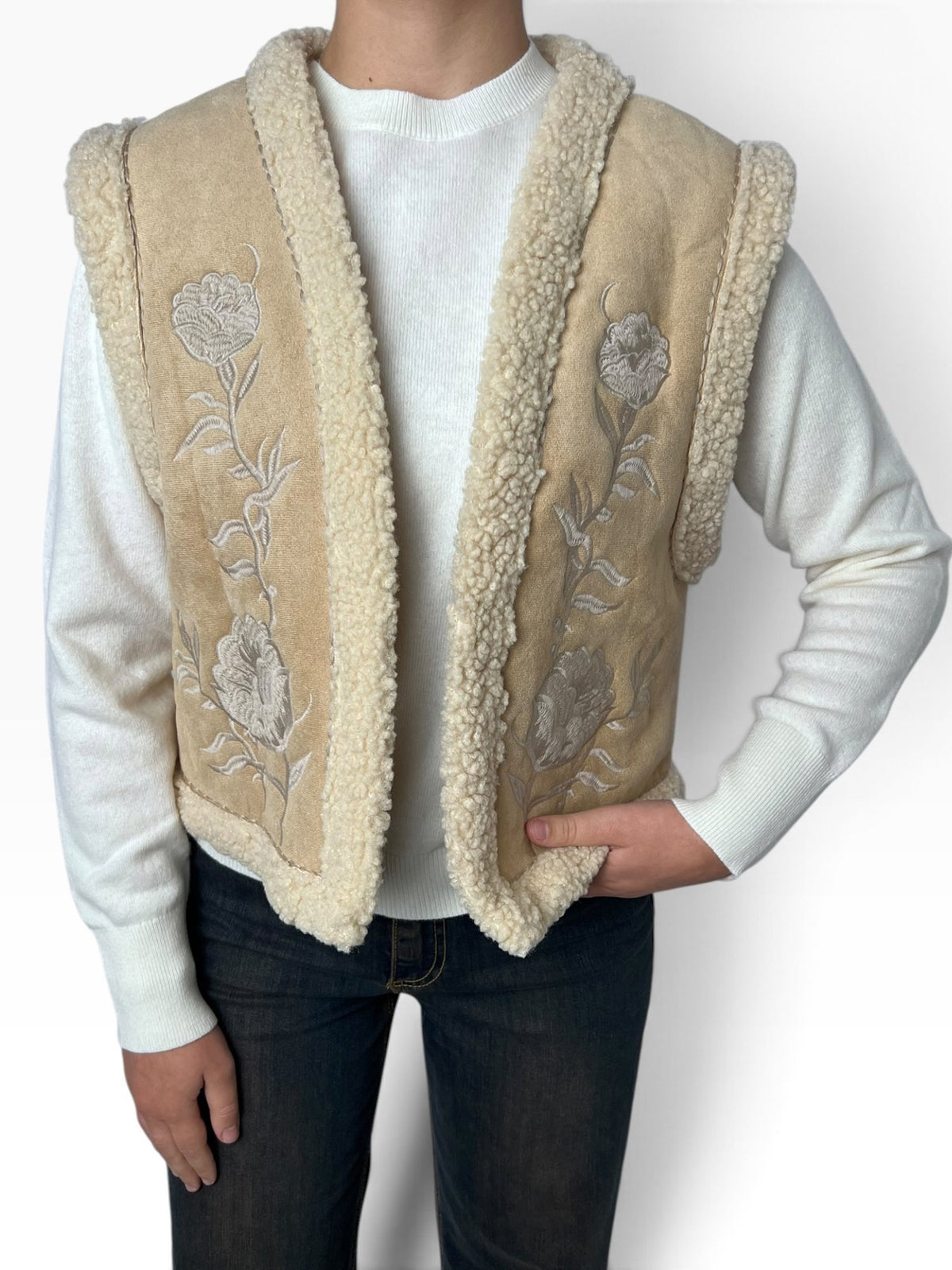 Gilet ricamato effetto montone Donna  -  40292