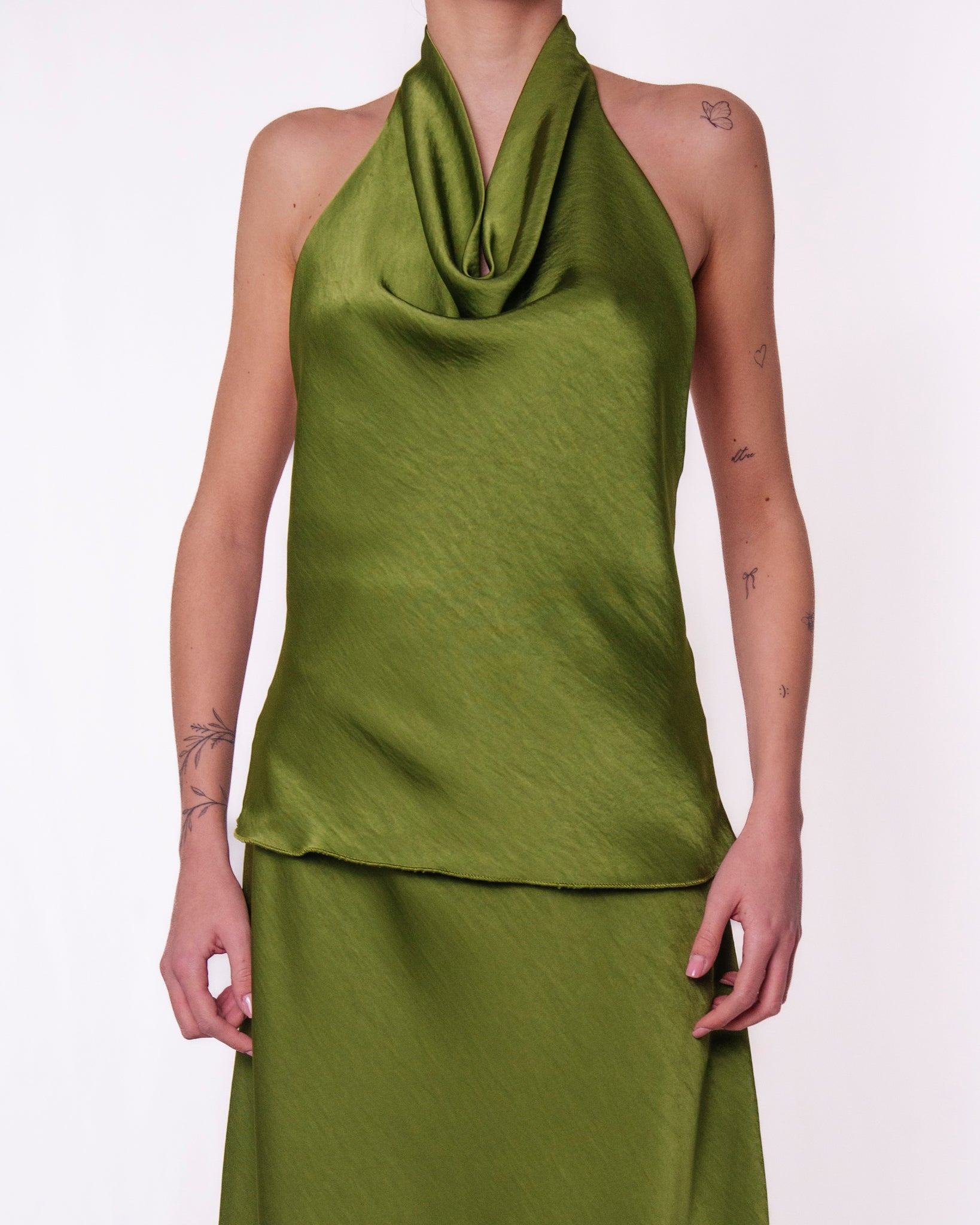 Top halter neck effetto raso drappeggiato Donna  -  13797BO