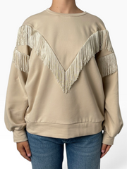 Felpa oversize con frange Donna  -  I266174