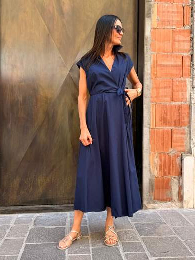 Abito Kos senza maniche scollatura arricciata spacco laterale Donna  -  12227EC