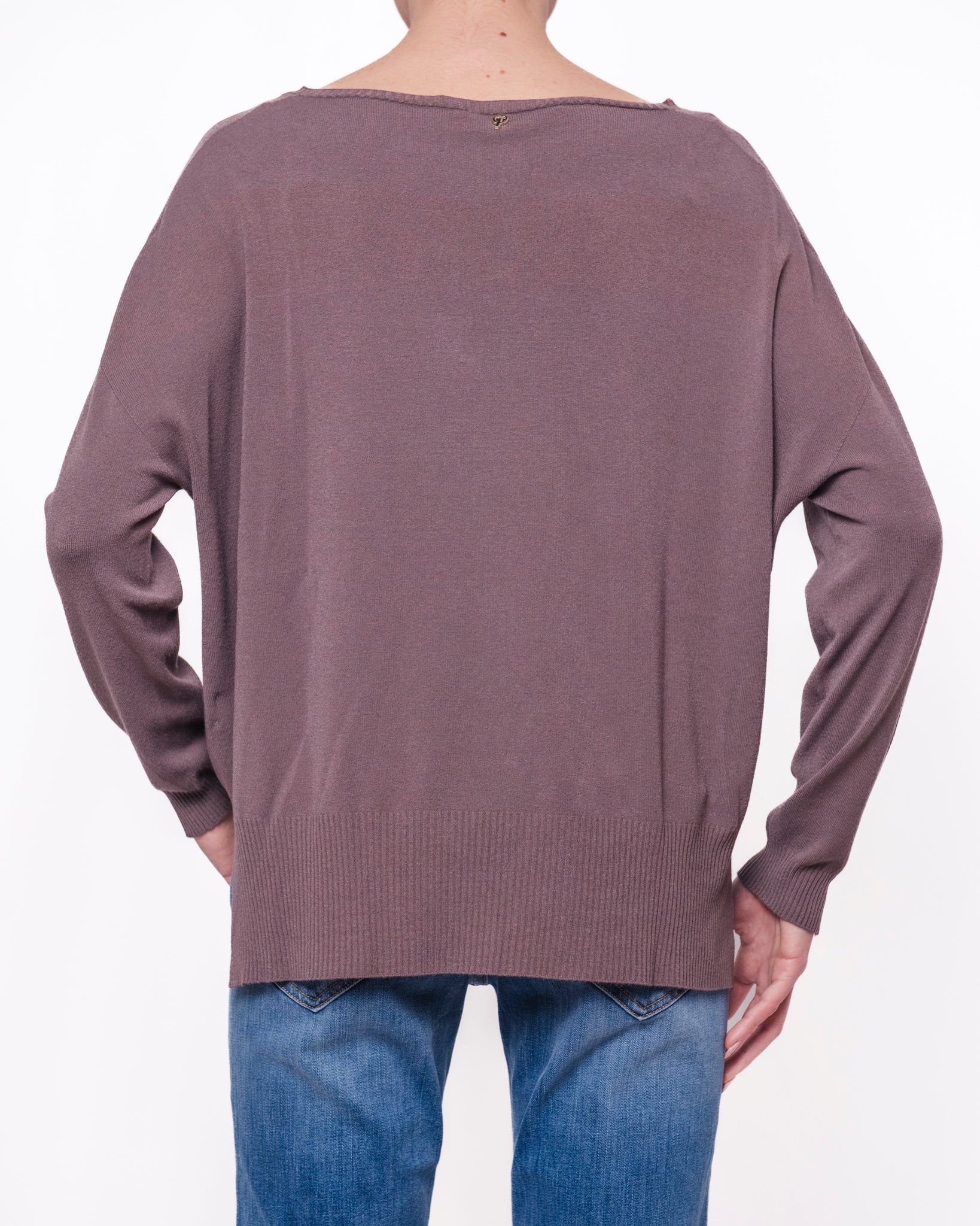 Maglia oversize maniche lunghe scollatura a barca Donna  -  F0200231
