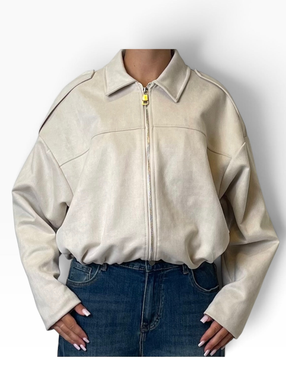 Giubbino oversize zip fondo elasticizzato Donna  -  28081EC