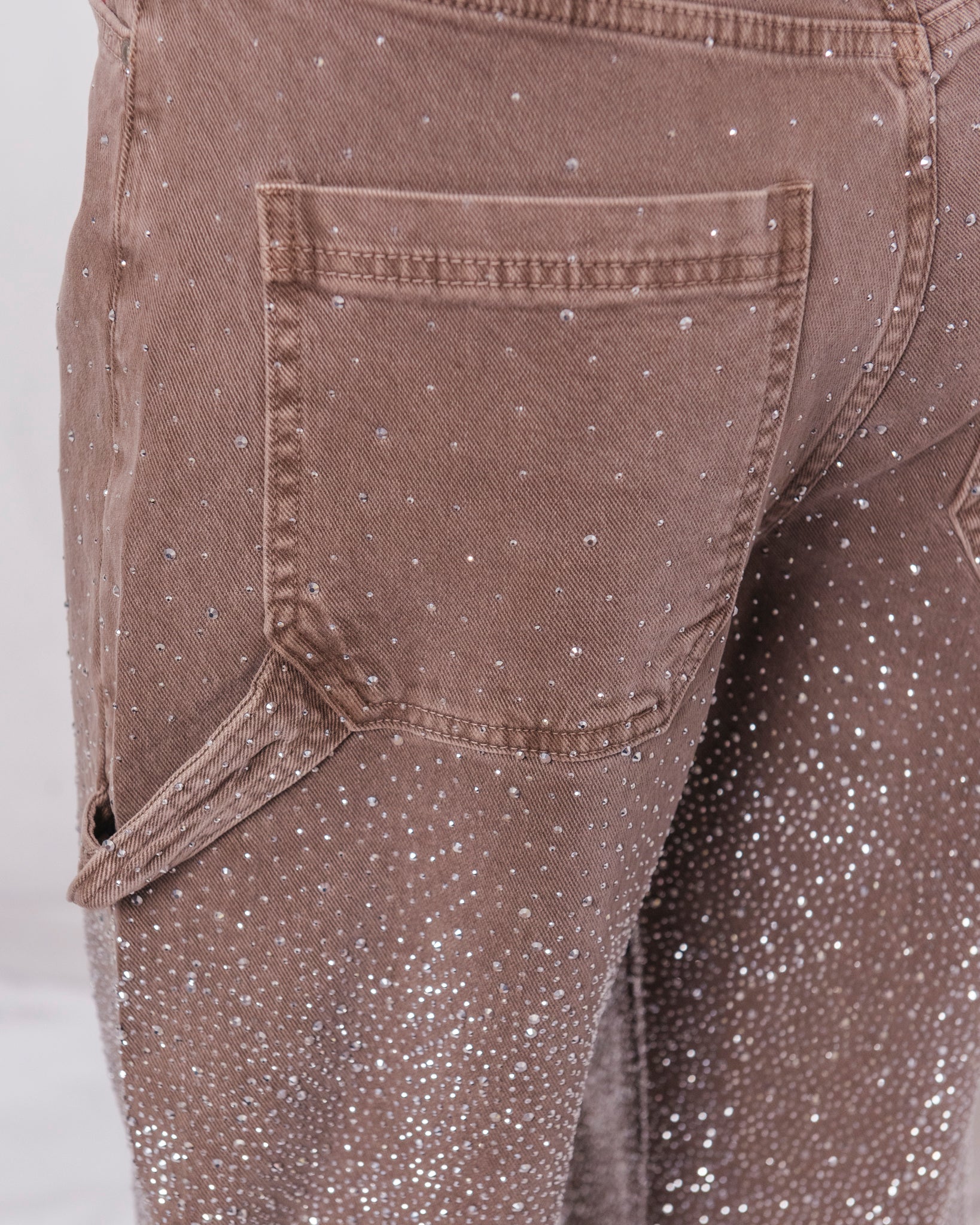 Jeans baggy con strass e dettaglio tasca laterale Donna  -  5409-24KA
