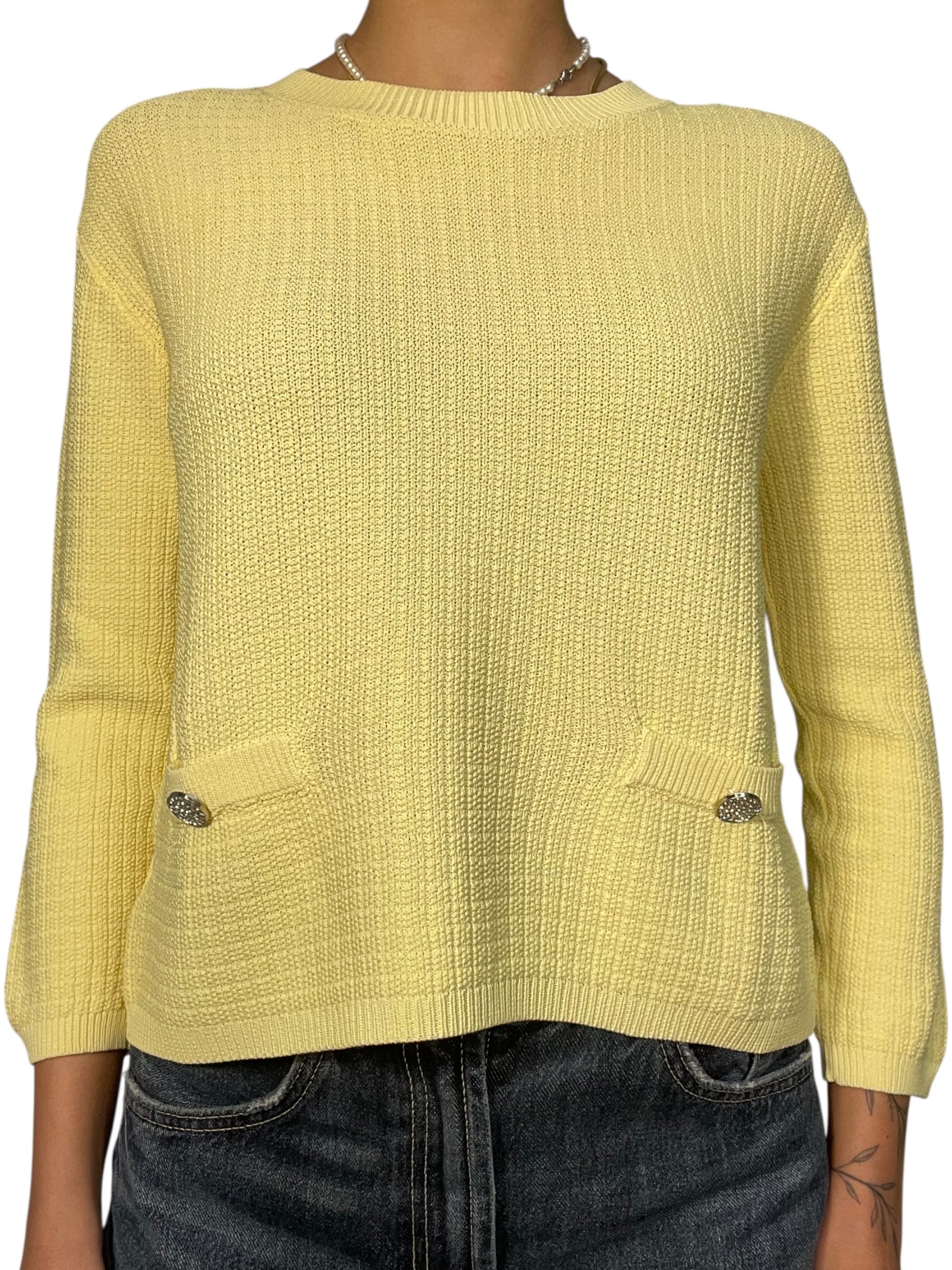 Maglione girocollo in maglia con tasche sul fronte Donna  -  12376KA