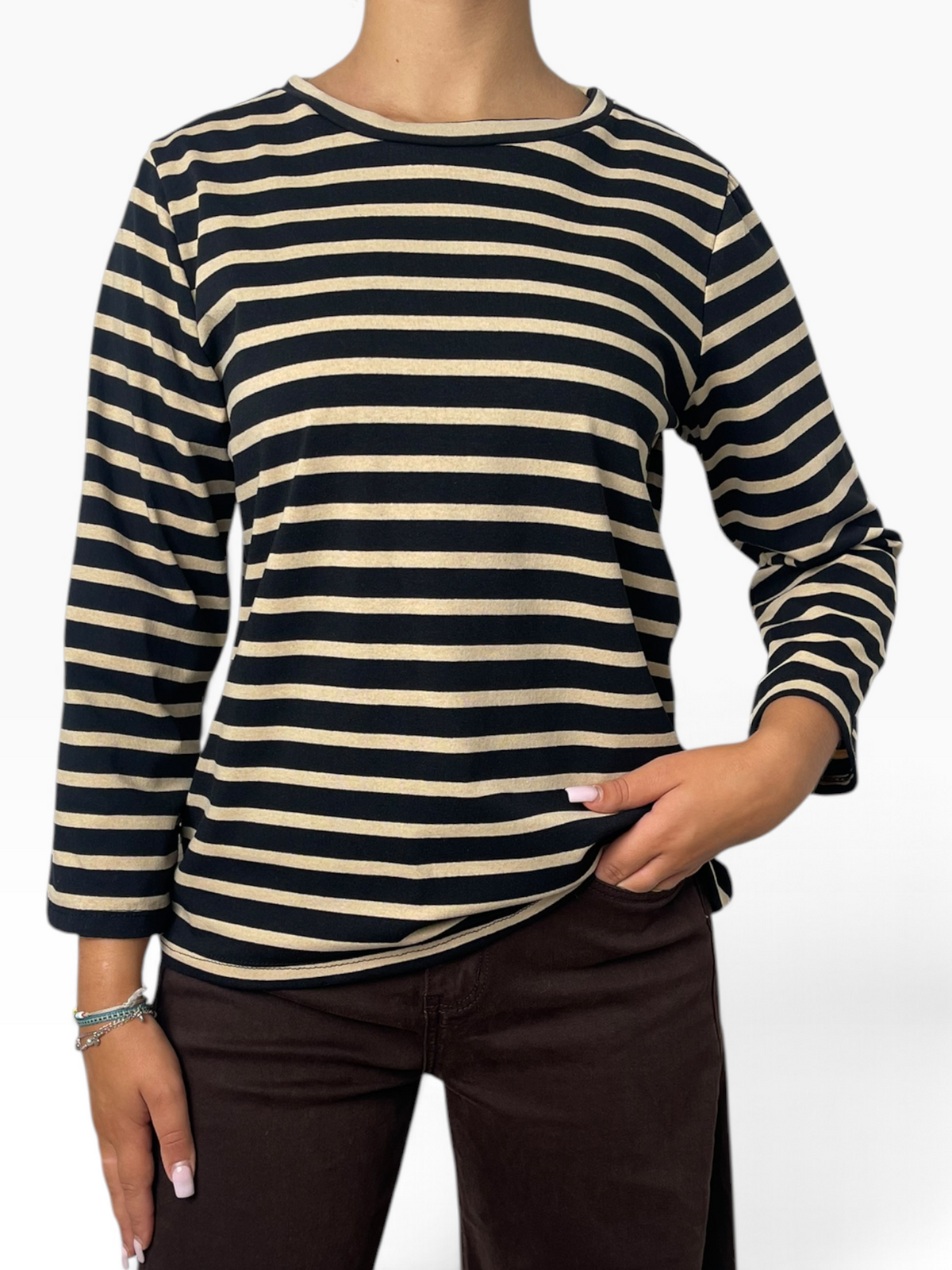 Maglia a righe con girocollo Donna  -  2706KA
