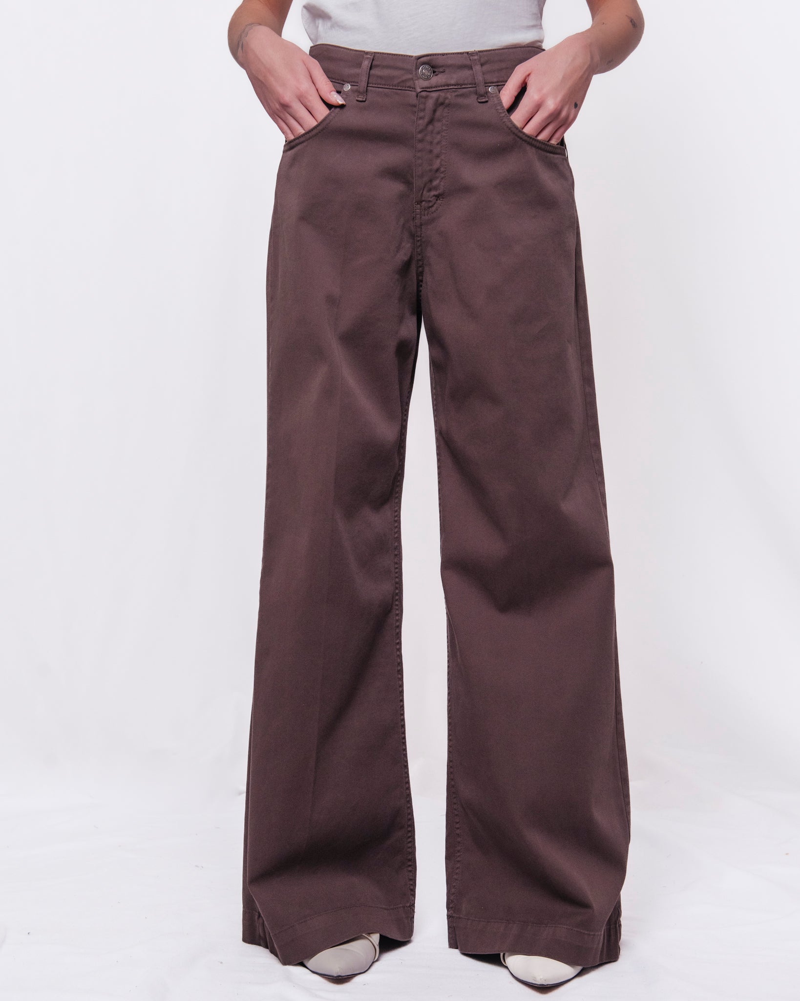 Pantalone Wide Leg Vita Alta con Tasche Donna  -  JVALEBO190