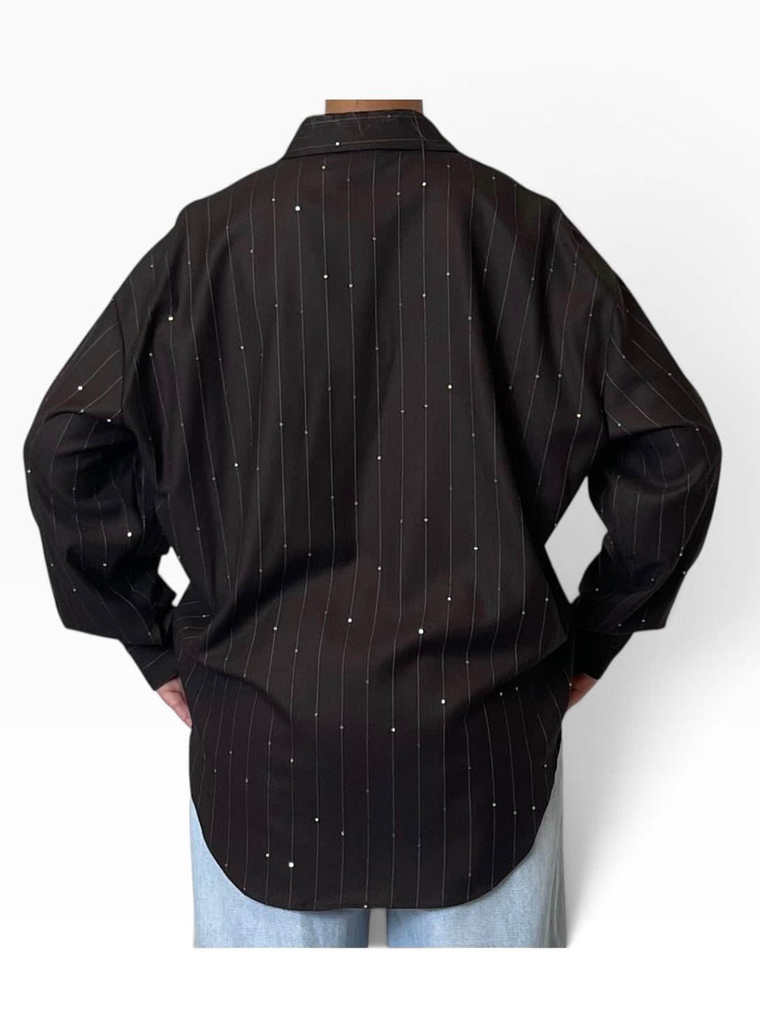 Camicia gessata oversize micro strass Donna  -  542CI
