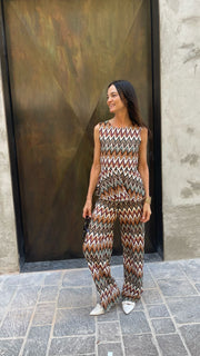 Pantalone Wide Leg a Maglia Chevron Donna  -  261365M