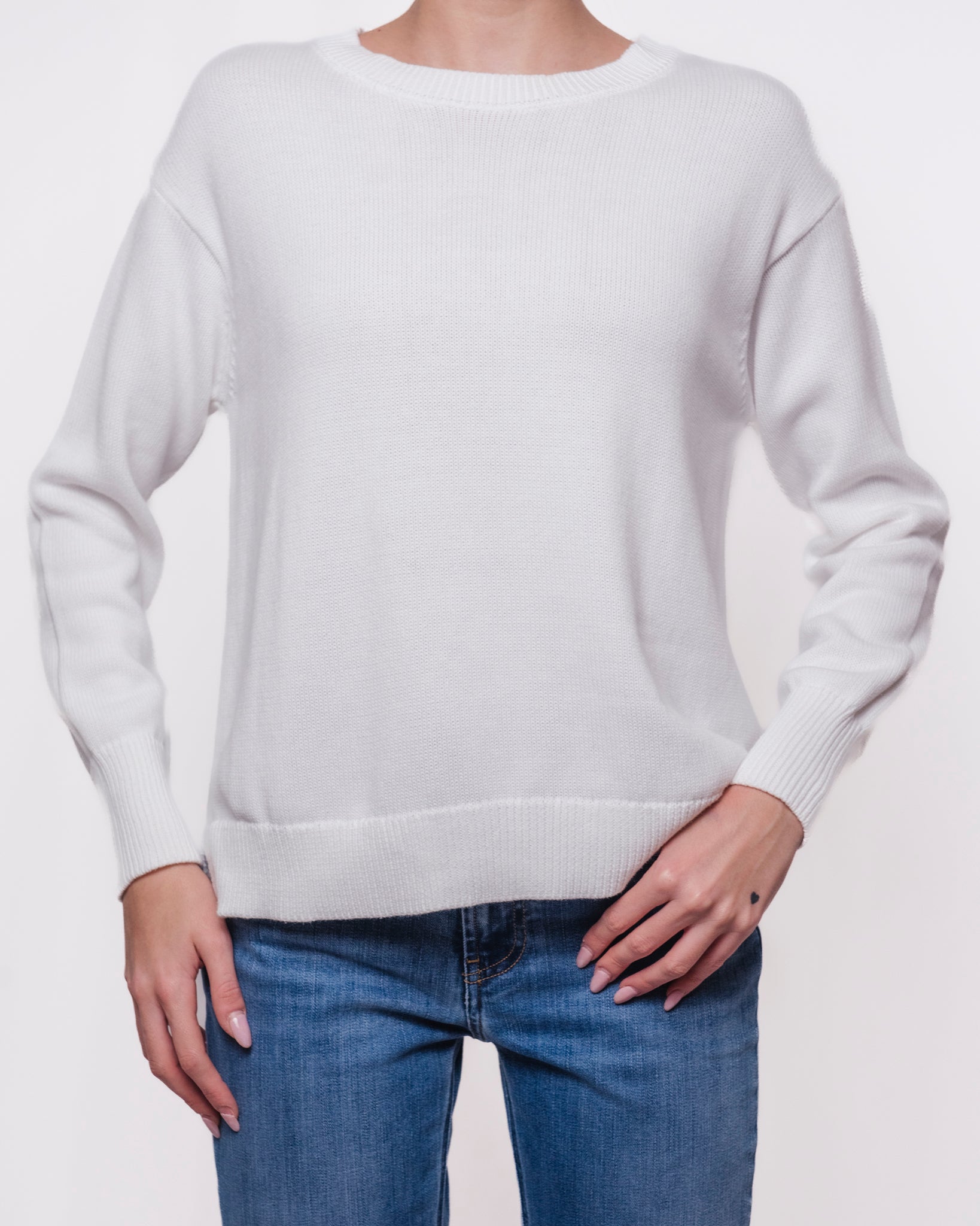 Maglione girocollo in maglia con bordo a coste Donna  -  J0132