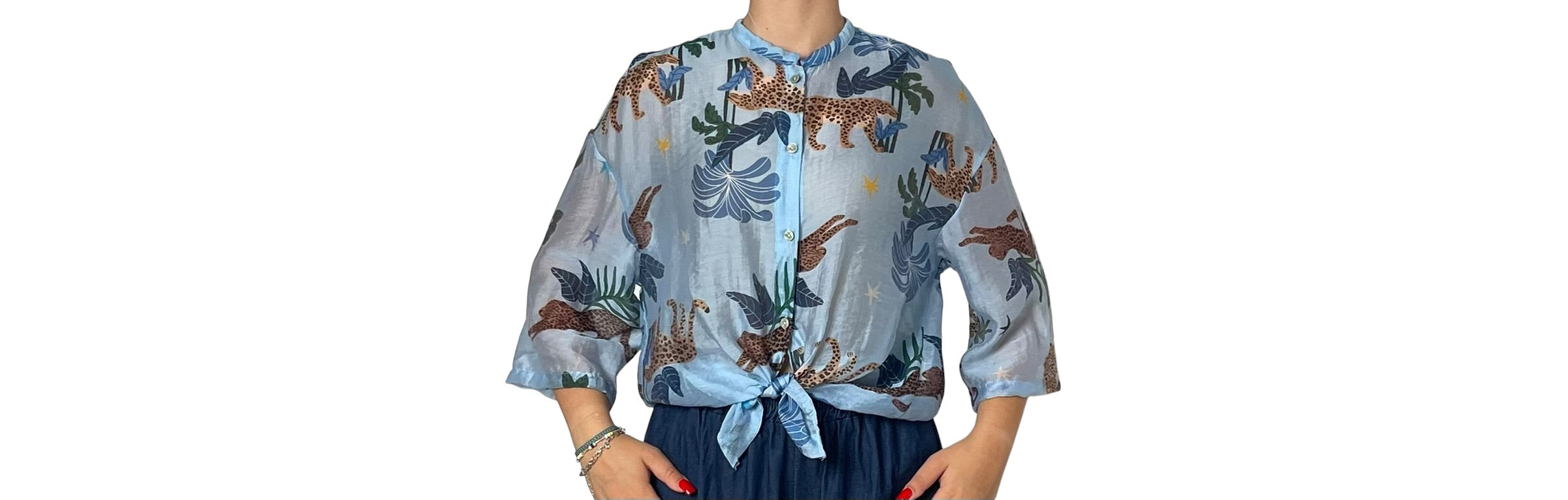 Camicia a Fantasia con Maniche a Tre Quarti Donna  -  2955R