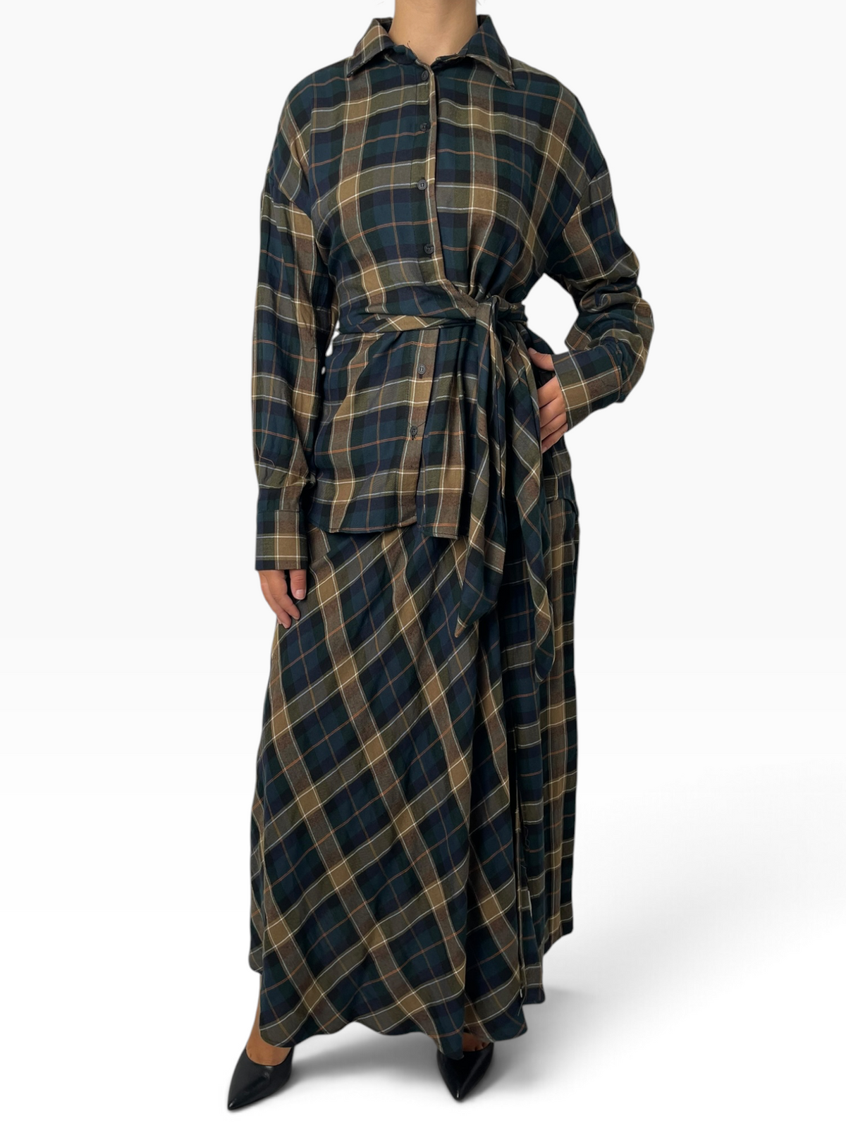Camicia drappeggiata a quadri Donna  -  Y1475B39
