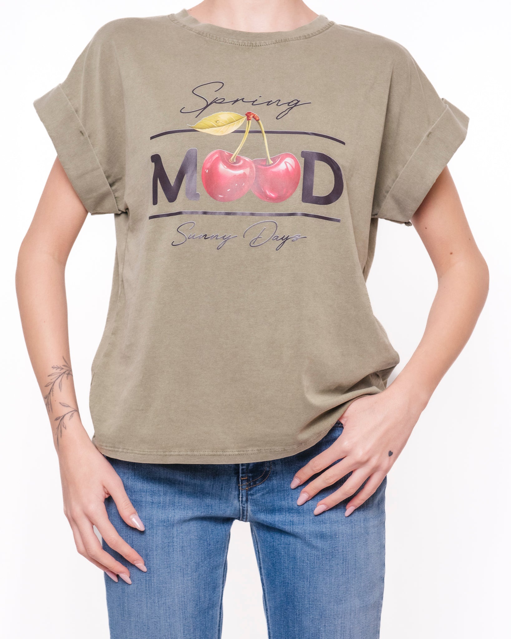 T-shirt oversize stampa ciliegie Spring Mood Donna  -  230M