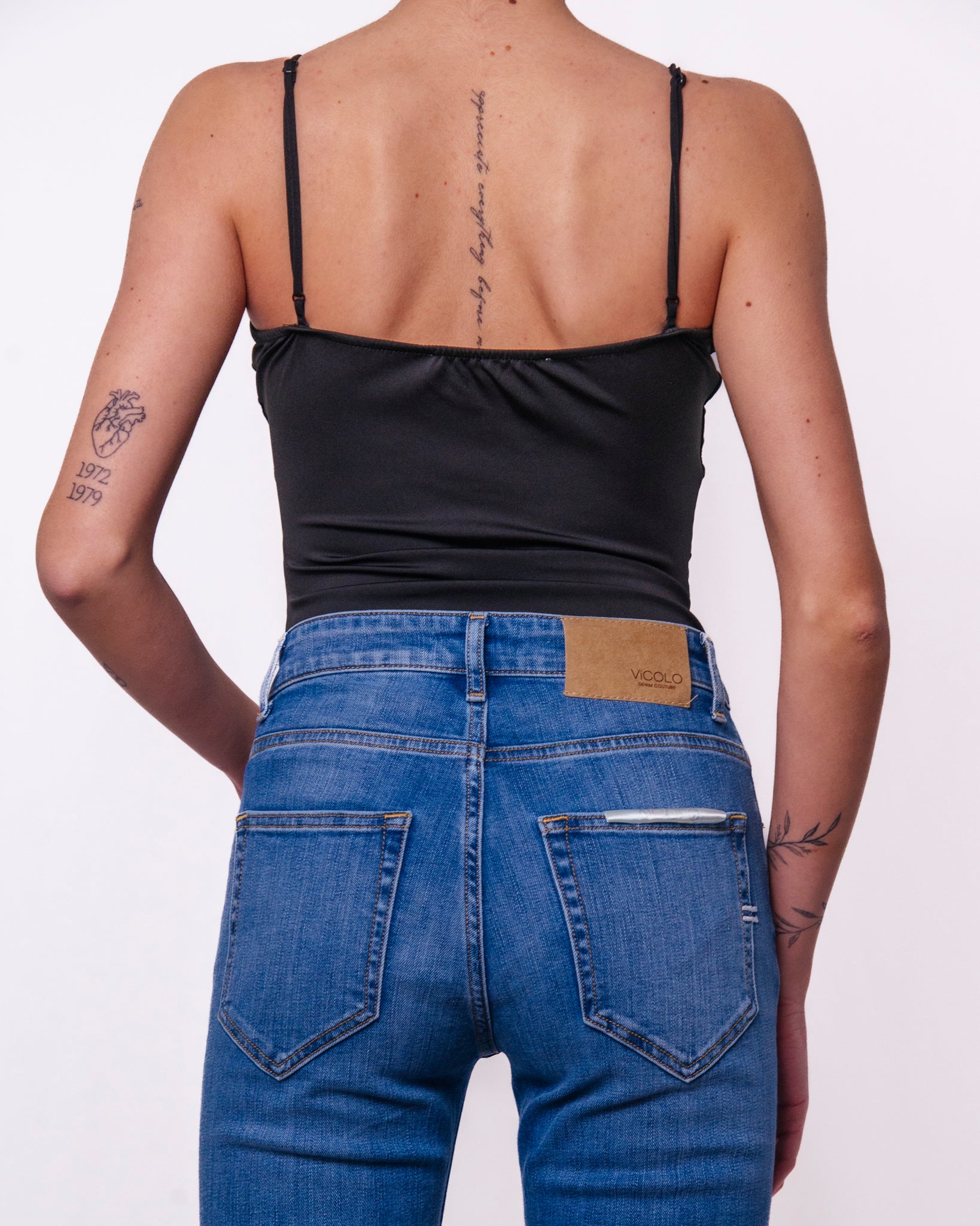 Body Aderente con Spalline Sottili e Drappeggio sul Décolleté Donna  -  39486BO