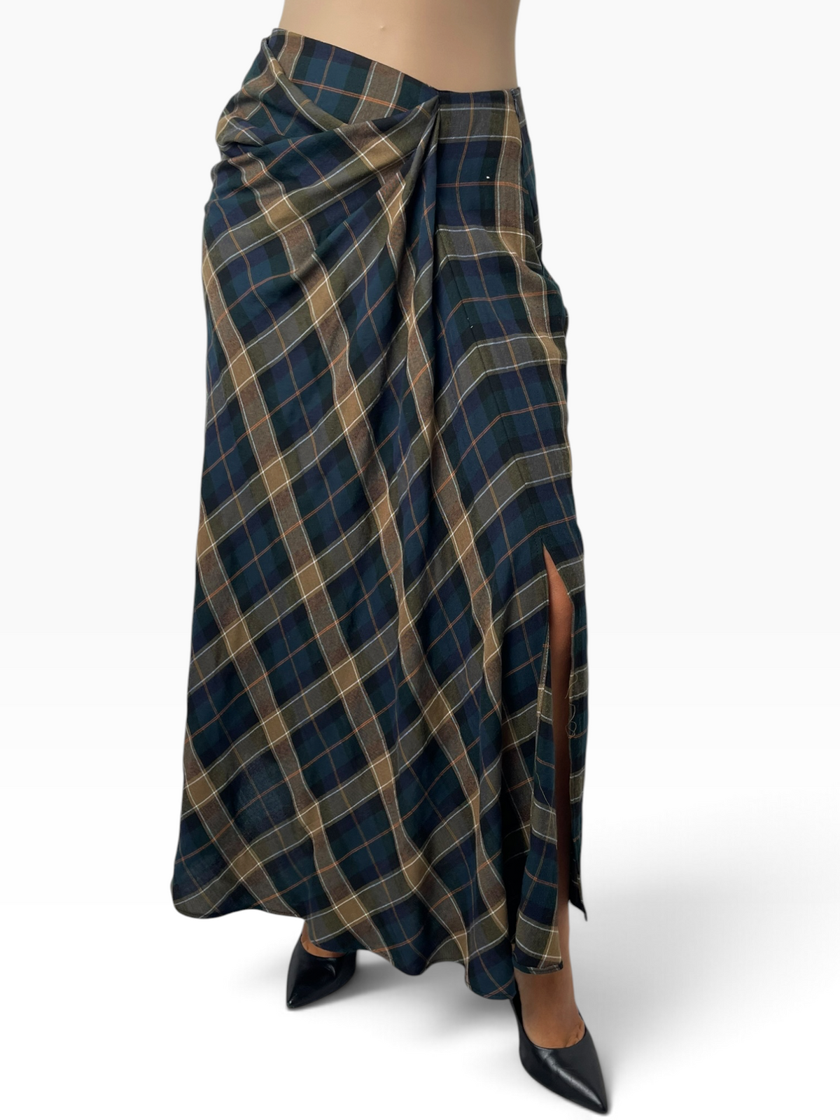 Gonna lunga drappeggiata a quadri Donna  -  SK1082B39
