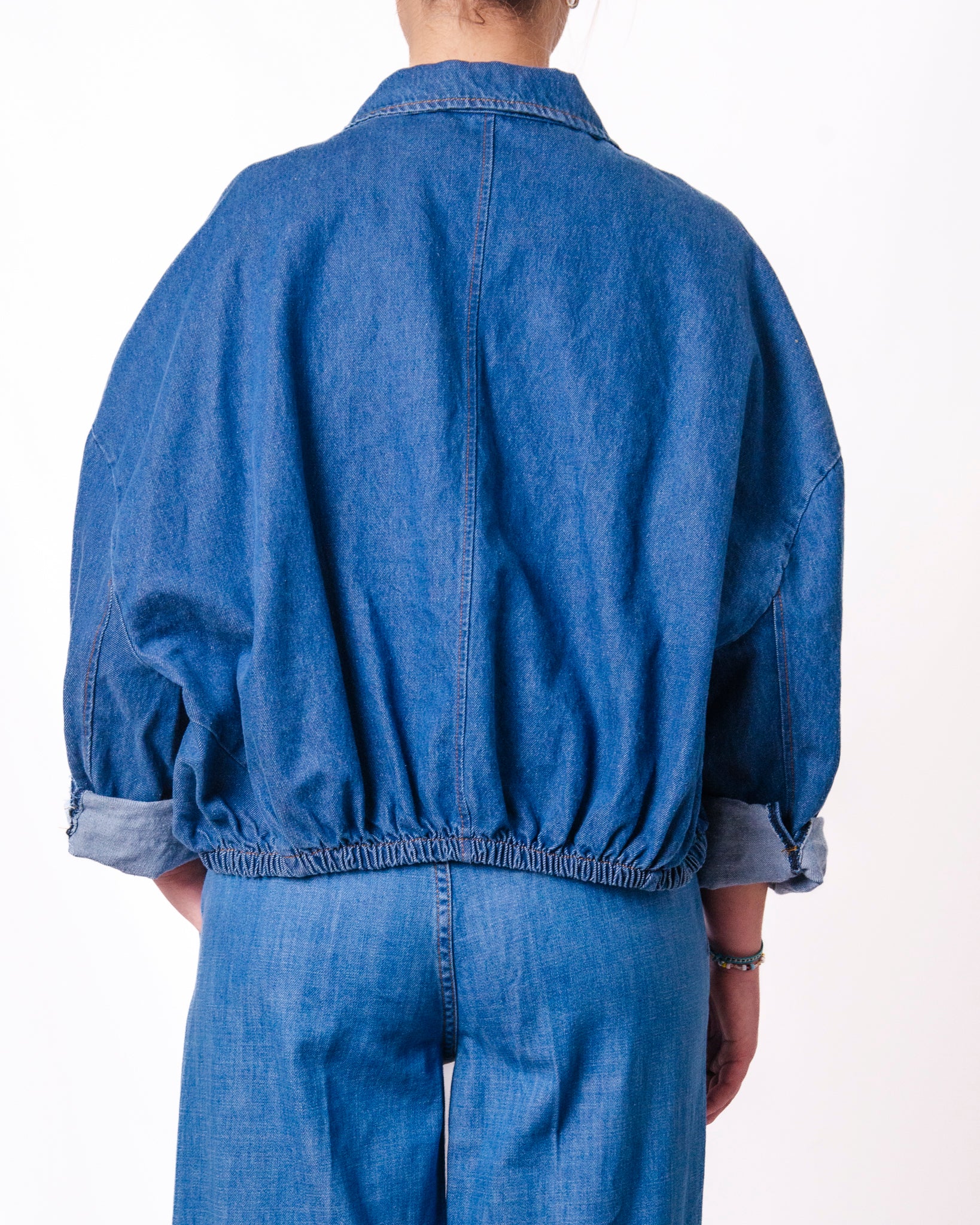 Giacca denim oversize fondo elastico tasche petto Donna  -  83032V