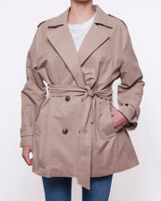 Trench Doppiopetto con Cintura e Spalline Donna  -  J916V45