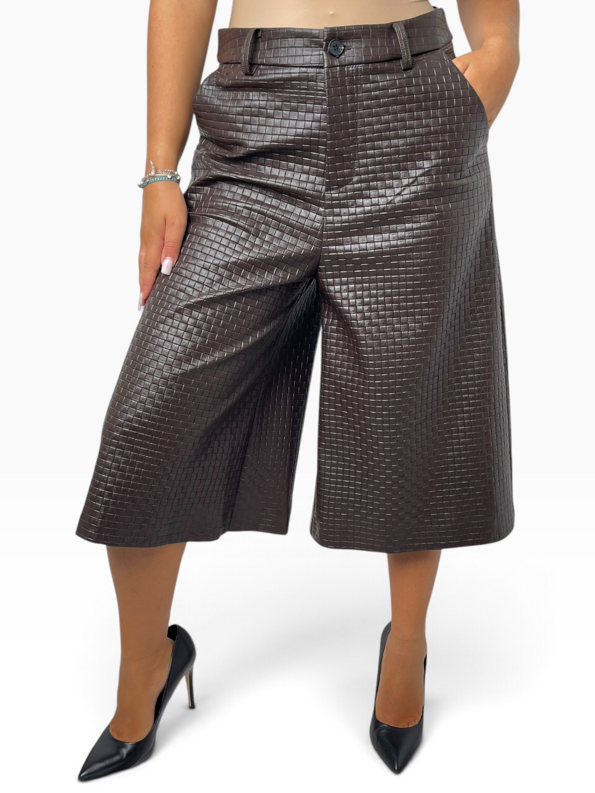 Bermuda ampio in ecopelle intrecciata Donna  -  5999LU