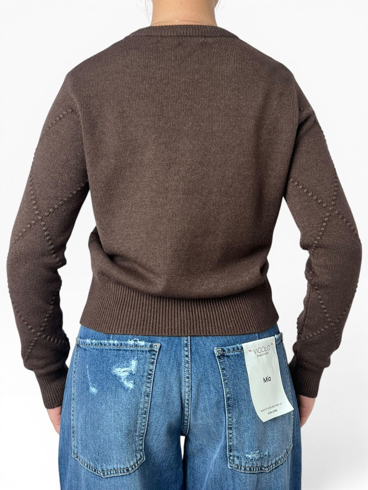 Maglia girocollo traforata a rombi Donna  -  13231KA